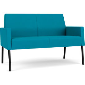 Lesro Mystic Lounge Reception Loveseat Black Frame Open House Waterfall Fabric 