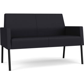 Lesro Mystic Lounge Reception Loveseat Black Frame Patriot Plus Black Vinyl 