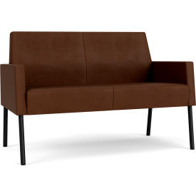 Lesro Mystic Lounge Reception Loveseat Black Frame Patriot Plus Mocha Vinyl 