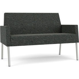 Lesro Mystic Lounge Reception Loveseat Silver Frame Connelly Crow Fabric 