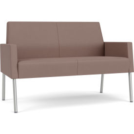 Lesro Mystic Lounge Reception Loveseat Silver Frame Open House Goose Fabric 