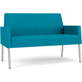 Lesro Mystic Lounge Reception Loveseat Silver Frame Open House Waterfall Fabric 