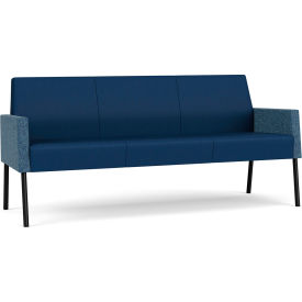 Lesro Mystic Lounge Reception Sofa Black Frame Patriot Plus Imperial Blue Vinyl Back & Seat 