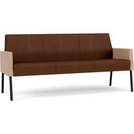 Lesro Mystic Lounge Reception Sofa Black Frame Patriot Plus Mocha Vinyl Back & Seat 