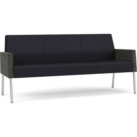 Lesro Mystic Lounge Reception Sofa Silver Frame Patriot Plus Black Vinyl Back & Seat 
