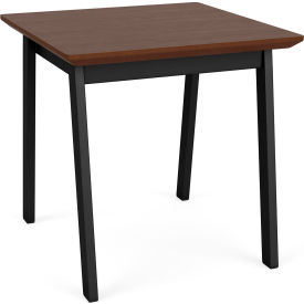 Lesro Newport Reception End Table 20" x 20" Black Frame Riftwood Walnut Top 