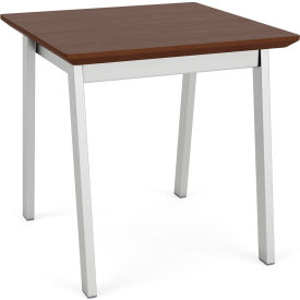 Lesro Newport Reception End Table 20" x 20" Silver Frame Riftwood Walnut Top 