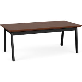 Lesro Newport Reception Coffee Table 40"L x 40"W x 16"H Black Frame Riftwood Walnut 