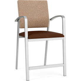 Lesro Newport Hip Guest Chair Silver Frame Connelly Wren Back Patriot Plus Mocha Vinyl Seat 