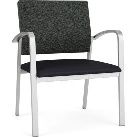 Lesro Newport Wide Guest Chair Silver Frame Connelly Crow Fabric Back Patriot Plus Black Seat 