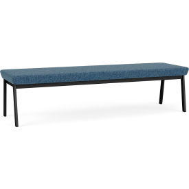 Lesro Newport 3 Seat Rectangular Reception Bench Black Frame Connelly Blue Jay Fabric 