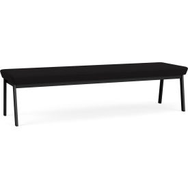 Lesro Newport 3 Seat Rectangular Reception Bench Black Frame Open House Black Fabric 