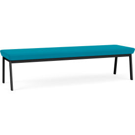Lesro Newport 3 Seat Rectangular Reception Bench Black Frame Open House Waterfall Fabric 