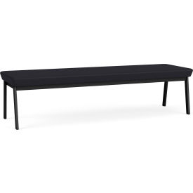 Lesro Newport 3 Seat Rectangular Reception Bench Black Frame Patriot Plus Black Vinyl 