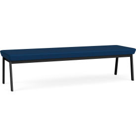 Lesro Newport 3 Seat Rectangular Reception Bench Black Frame Patriot Plus Imperial Blue Vinyl 