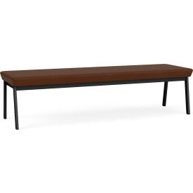 Lesro Newport 3 Seat Rectangular Reception Bench Black Frame Patriot Plus Mocha Vinyl 