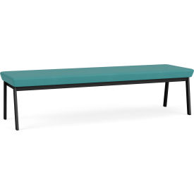 Lesro Newport 3 Seat Rectangular Reception Bench Black Frame Patriot Plus Sea Vinyl 