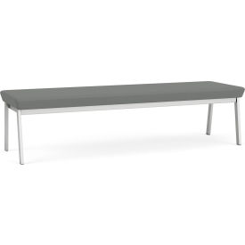 Lesro Newport 3 Seat Rectangular Reception Bench Silver Frame Open House Asteroid Fabric 
