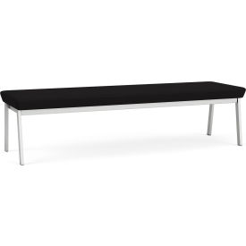 Lesro Newport 3 Seat Rectangular Reception Bench Silver Frame Open House Black Fabric 