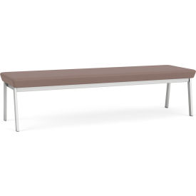 Lesro Newport 3 Seat Rectangular Reception Bench Silver Frame Open House Goose Fabric 