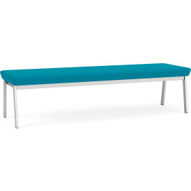 Lesro Newport 3 Seat Rectangular Reception Bench Silver Frame Open House Waterfall Fabric 