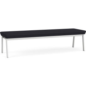 Lesro Newport 3 Seat Rectangular Reception Bench Silver Frame Patriot Plus Black Vinyl 
