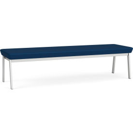 Lesro Newport 3 Seat Rectangular Reception Bench Silver Frame Patriot Plus Imperial Blue Vinyl 