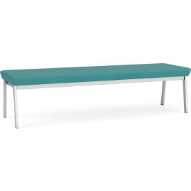 Lesro Newport 3 Seat Rectangular Reception Bench Silver Frame Patriot Plus Sea Vinyl 
