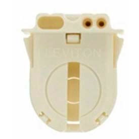 Leviton Mfg Co., Inc 23652-NP Leviton 23652-NP Fluorescent Lampholder, Med Bi-Pin, with Internal Shunt, White image.