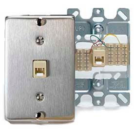 Leviton Mfg Co., Inc 40223-S Leviton 40223-S Telephone Wall Jack, 6p4c, Quick Connect, Stainless Steel image.