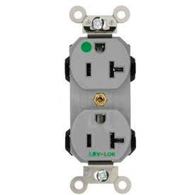 Extra Heavy Duty Hospital Grade Leviton 8300-GY 20 Amp Duplex Receptacle Straight Blade Gray Self Grounding 125 Volt