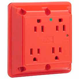 Leviton Mfg Co., Inc 8480-R Leviton 8480-R 4-In-1 Receptacle, Straight Blade, Hospital Grade, Red image.