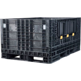 ORBIS BulkPak Folding Bulk Shipping Container 70""L x 48""W x 34""H 1500 lb. Cap Black Polyethylene