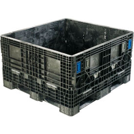ORBIS BulkPak Folding Bulk Container 48""L x 44-1/2""W x 26-1/2""H 1800 lb. Cap Black Polyethylene