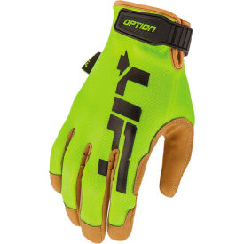 Lift Safety GON-17HVBR1L Lift Safety Option Work Glove, Hi-Vis Yellow, Synthetic Leather Palm, XL, 1 Pair, GON-17HVBR1L image.