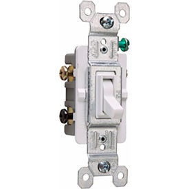 Legrand Home Systems 663WG Legrand® Trademaster Grounding Toggle Switch, 15A, 120V, 3 Way, White image.