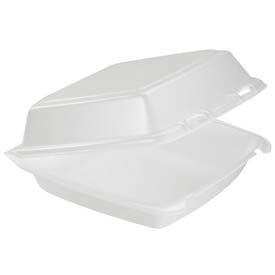Lagasse, Inc. DCC 85HT1 DART® DCC85HT1, Foam Hinged Food Container, 1 Compartment, White, 200/Carton image.
