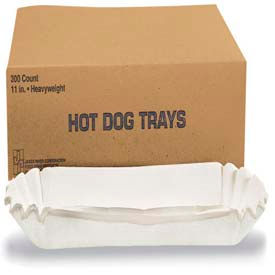 Lagasse, Inc. HFM 610740 Hoffmaster HFM 610740 - Fluted Hot Dog Trays, Heavy Weight Paper, 6"W X 2"D X 2"H, White, 3,000 ct image.