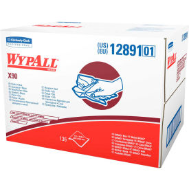 United Stationers Supply KIM12891 Wypall X90 Industrial Cloths 11" x 16-4/5", White 136/Case - KIM12891 image.