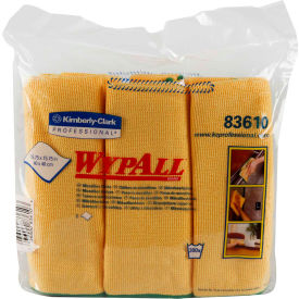 United Stationers Supply KIM83610CT Wypall Cloths With Microban Microfiber 15-3/4" x 15-3/4", Yellow 6 Wipes/Pack 4/Case - KIM83610CT image.