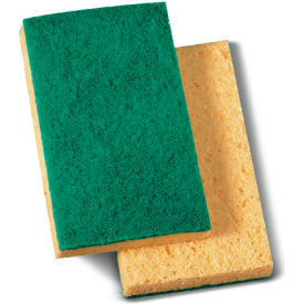 United Stationers Supply PMP174 Medium Duty Scrubbing Sponge, Yellow/Green, 20 Sponges image.