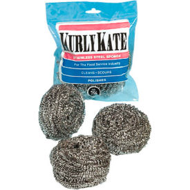 United Stationers Supply PUX300 Kurly Kate Medium Scrubber, Stainless Steel, 144 Scrubbers - 300 image.