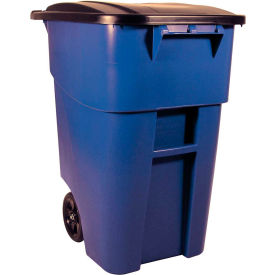 Rubbermaid Commercial Products FG9W2700BLUE Rubbermaid 9W27 Brute® Rollout 50 Gallon Large Mobile Container- Blue with Lid image.