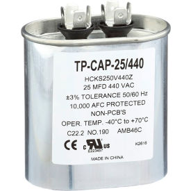 CARRIER ENTERPRISES LLC TP-CAP-25/440 Tradepro® Run Capacitor, 25 MFD, 440V, Oval image.