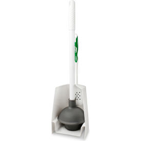 Libman Company 1024 Libman Commercial Toilet Brush/Plunger Combo W/Caddy, White/Green - 1024 image.