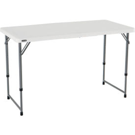 Lifetime® Adjustable Height Plastic Fold-In-Half Table 24"" x 48"" White