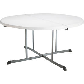 Lifetime Products 25402 Lifetime® 60" Round Portable Fold-In-Half Plastic Table, White image.