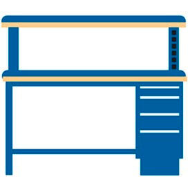 Lista International TB3202-BTB7230 72x30x52.5 Cabinet & Leg workstation w/4 drawers, powered riser shelf/butcher block top image.