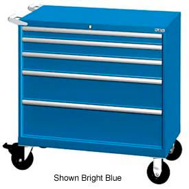 Lista International XSHS0750-0505MBBMA Lista 40-1/4"W Mobile Cabinet, 5 Drawers, 63 Compart - Bright Blue, Master Keyed image.