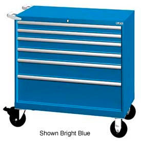 Lista International XSHS0750-0602MBBKA Lista 40-1/4"W Mobile Cabinet, 6 Drawers, 84 Compart - Bright Blue, Keyed Alike image.